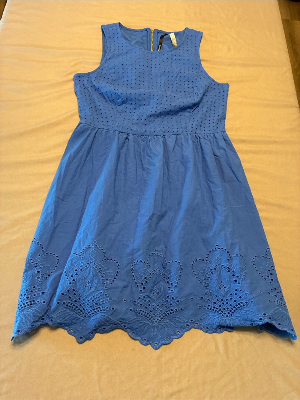 Kensie Royal Blue Eyelet Sleeveless Fit-and-Flare Dress